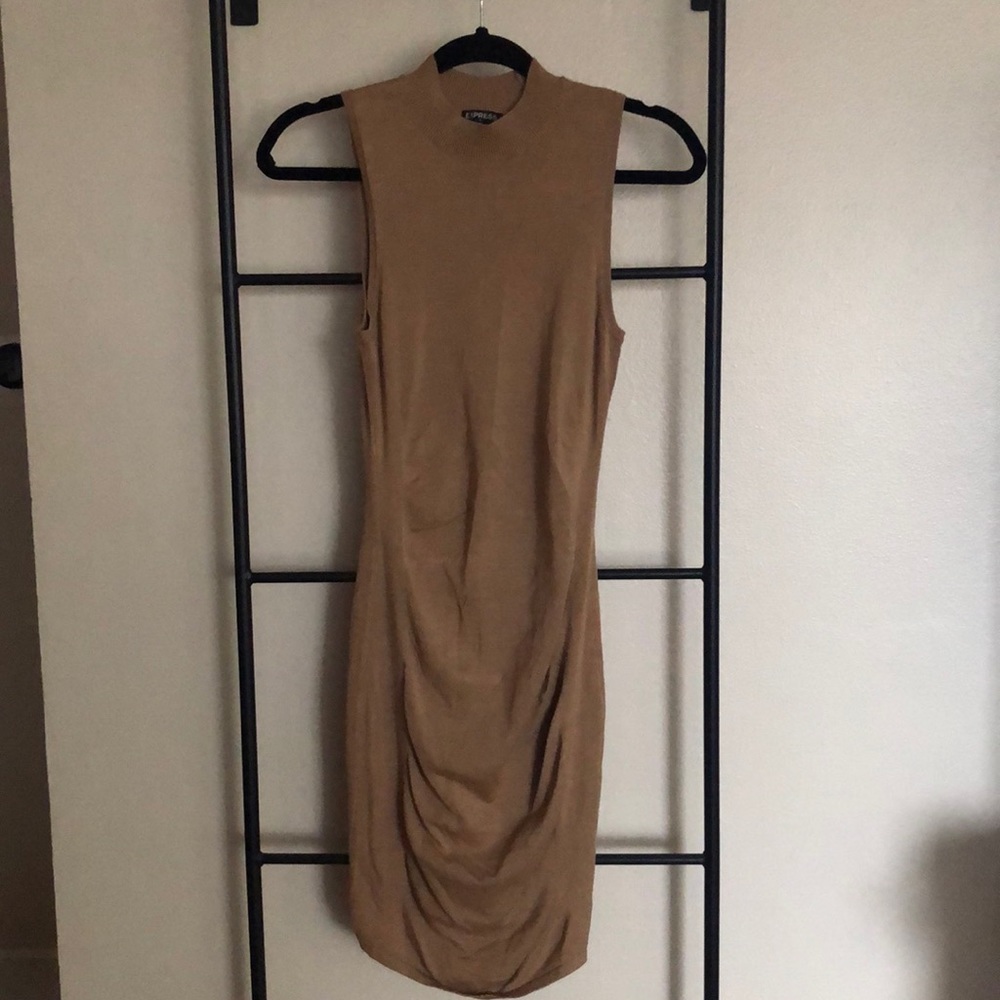 Express Tan Rouched Midi Dress!